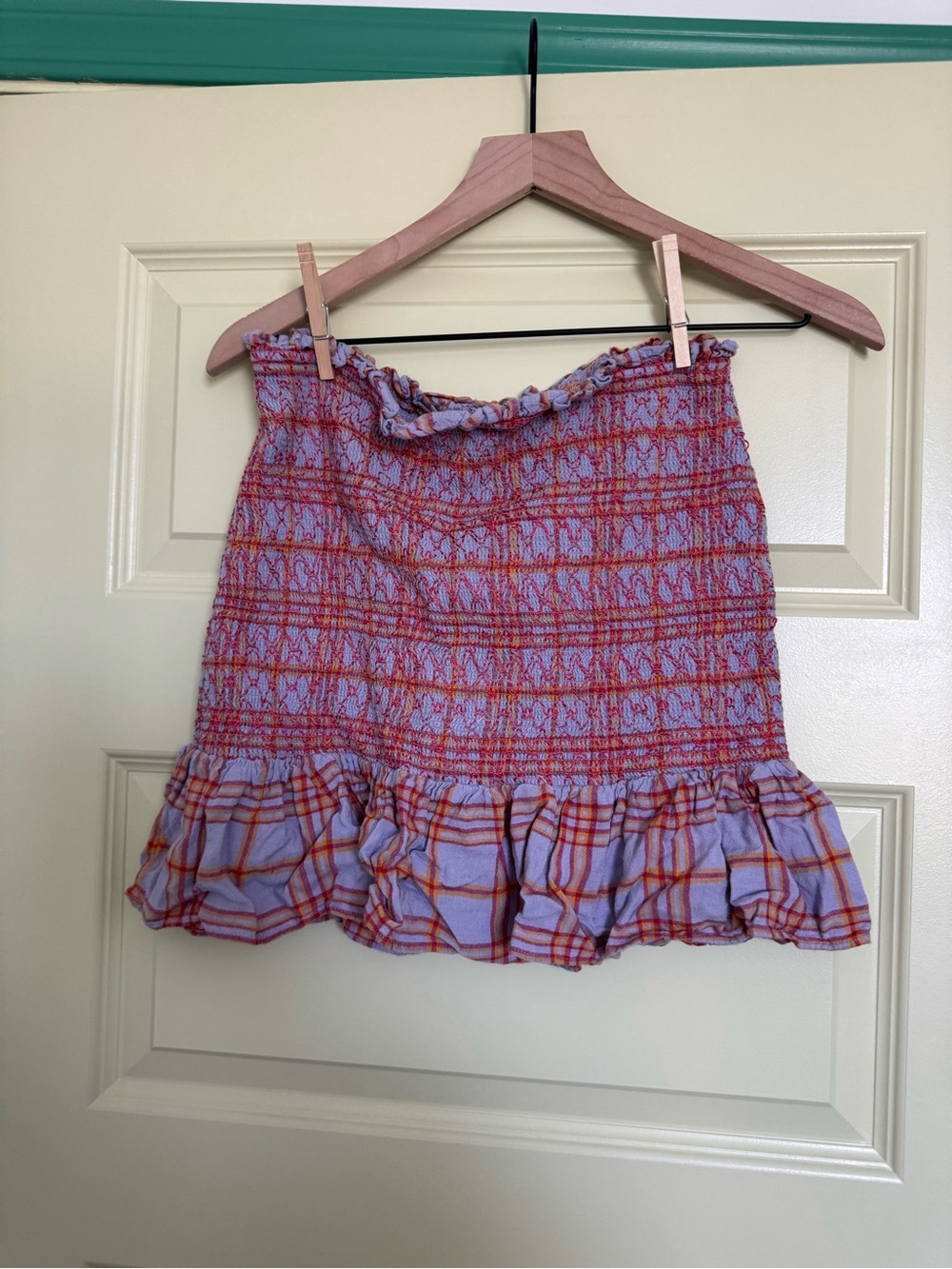 Urban Outfitters Lavender and Red Smocked Mini Skirt